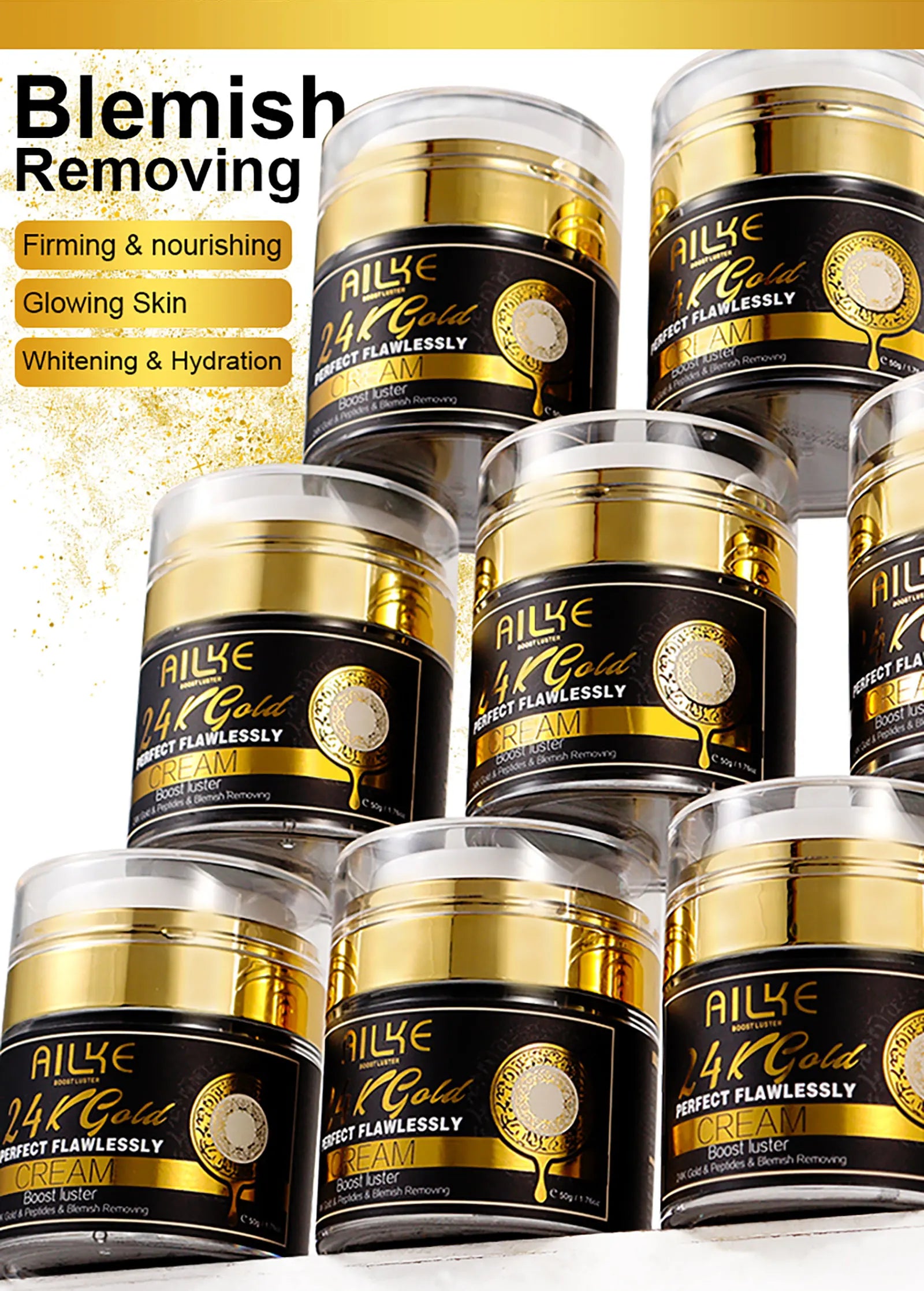 Ailke 24K Gold Collagen Cream Joint Removing Dark Spot Strong Whitening Face Anti Aging Skin Care Set