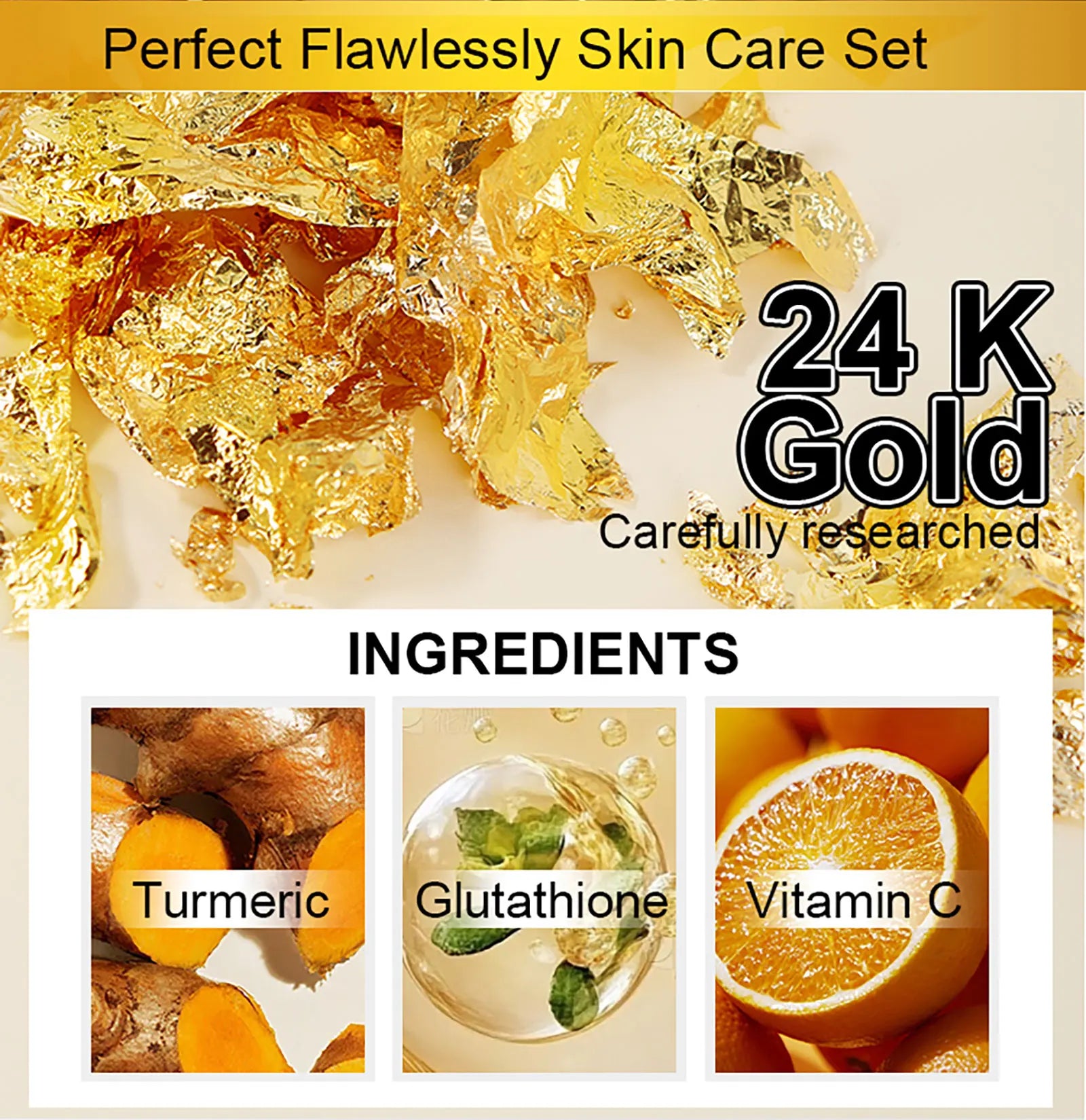 Ailke 24K Gold Collagen Cream Joint Removing Dark Spot Strong Whitening Face Anti Aging Skin Care Set