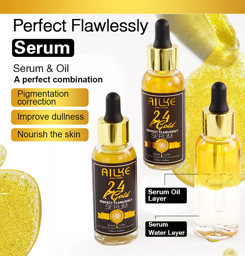 Ailke 24K Gold Collagen Cream Joint Removing Dark Spot Strong Whitening Face Anti Aging Skin Care Set