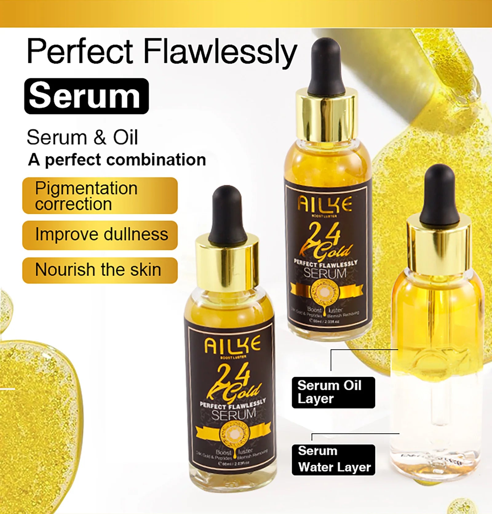 Ailke 24K Gold Collagen Cream Joint Removing Dark Spot Strong Whitening Face Anti Aging Skin Care Set