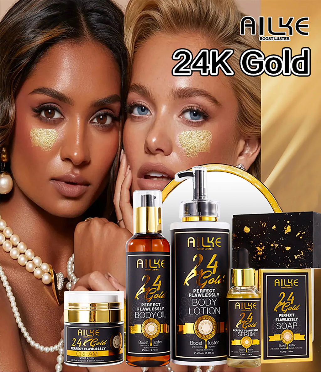 Ailke 24K Gold Collagen Cream Joint Removing Dark Spot Strong Whitening Face Anti Aging Skin Care Set