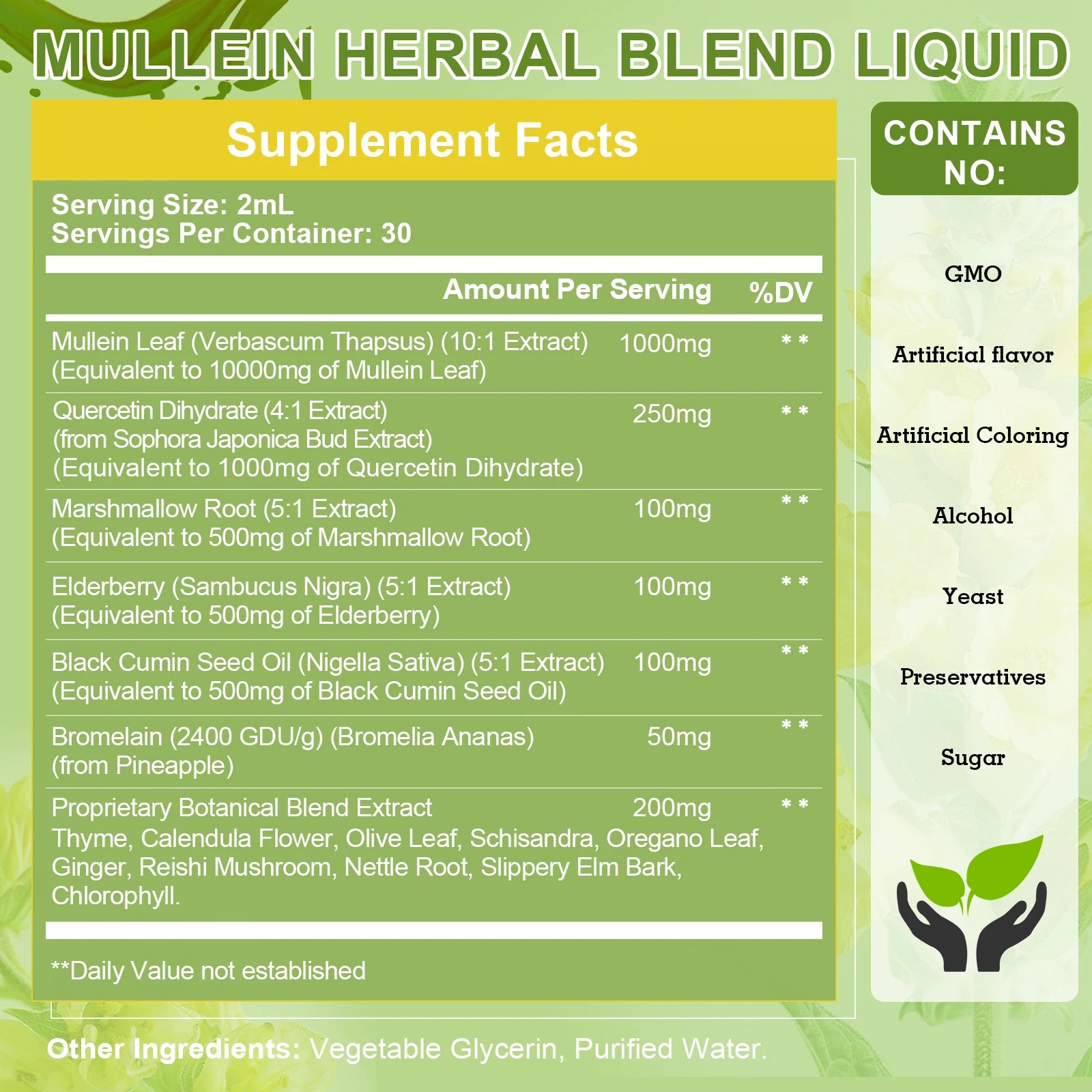 Mullein Drops Suitable For Lung, Lung Detoxification And Cleansing, Vegetarian Mullein Leaf Extract For Respiration, Immunity