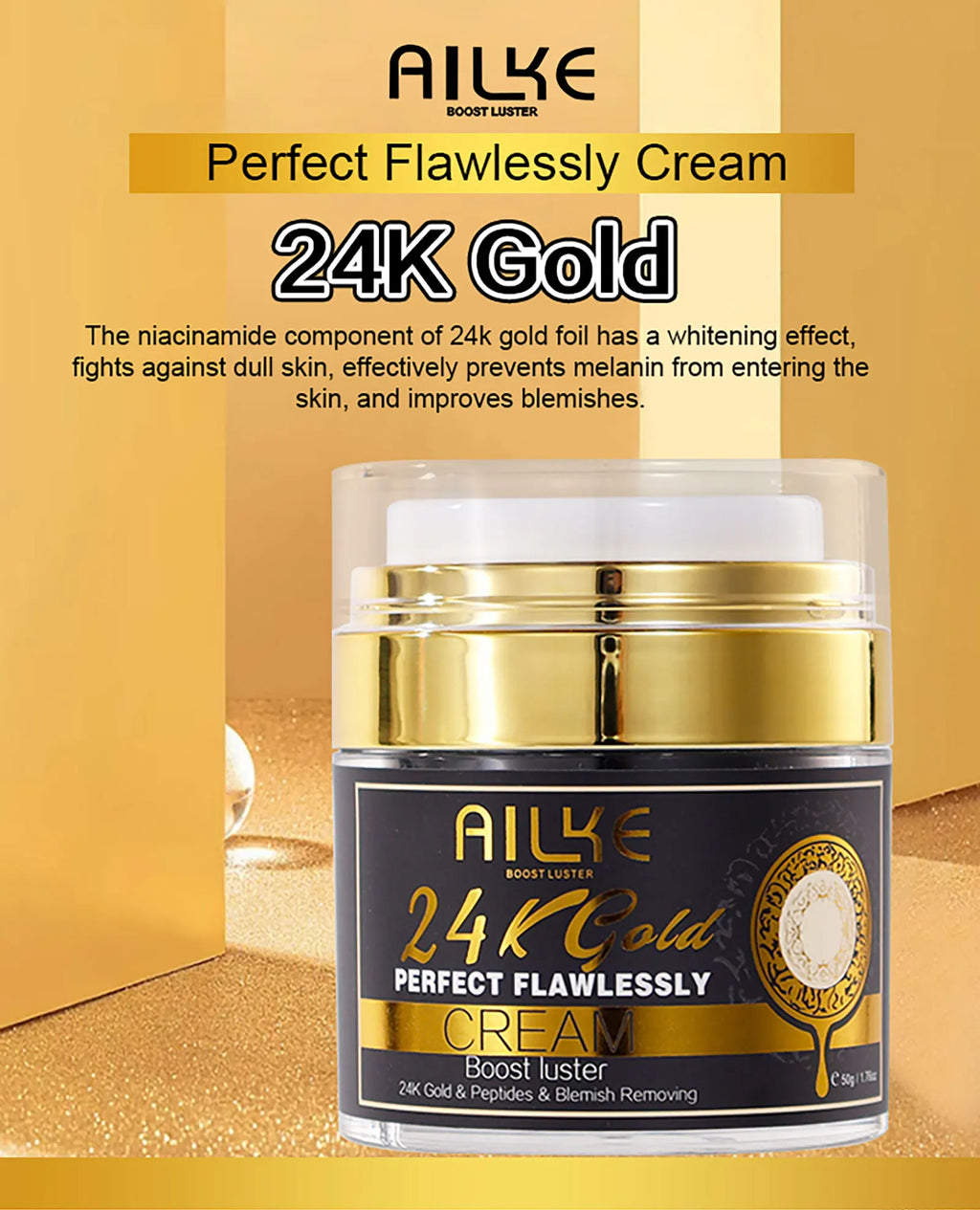 Ailke 24K Gold Collagen Cream Joint Removing Dark Spot Strong Whitening Face Anti Aging Skin Care Set