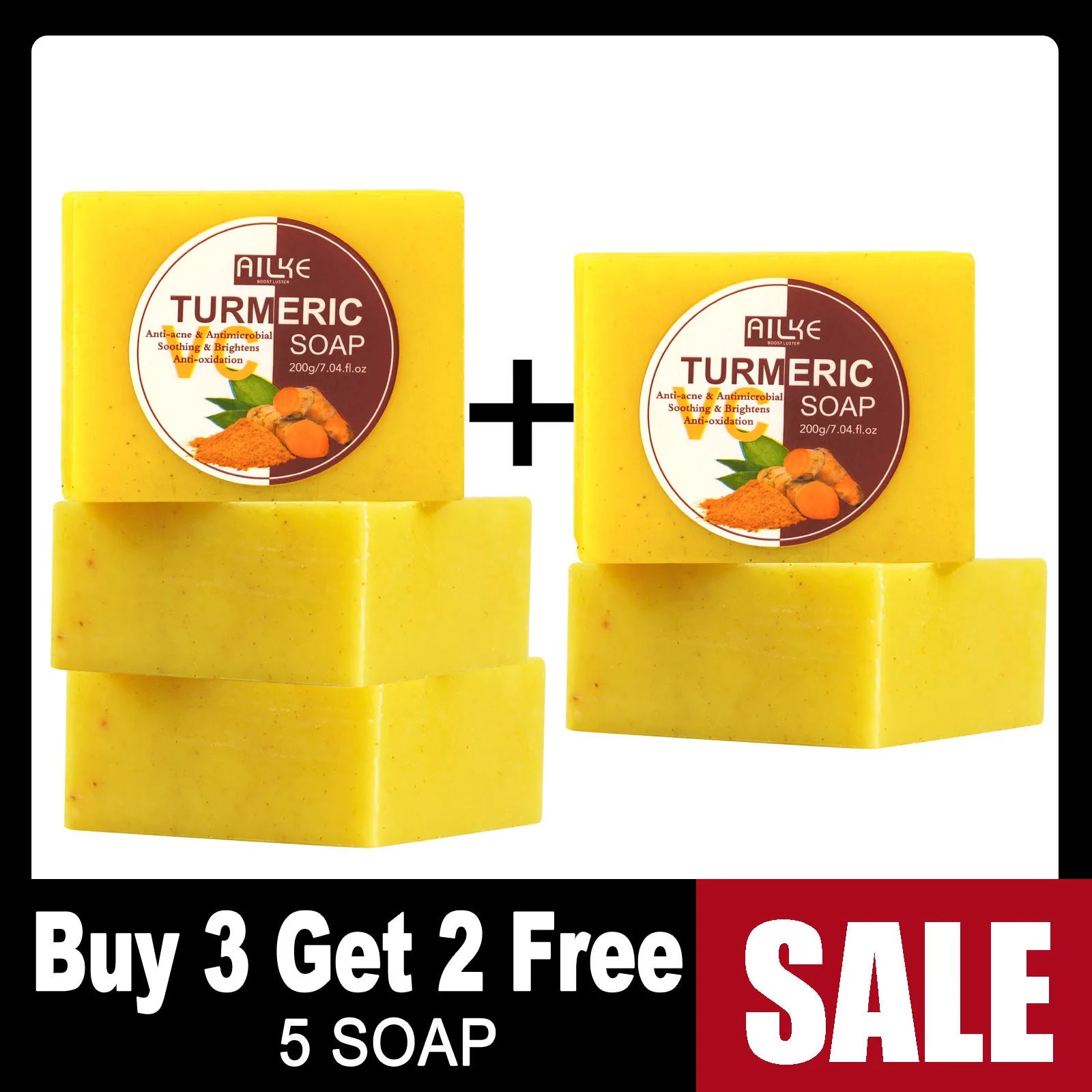 AILKE Aloe Vera Whitening Soap, Remove Acne, Pimples, Skin Radiant, Improve Skin Luster, Vegan Bath Wash for All Skin Types