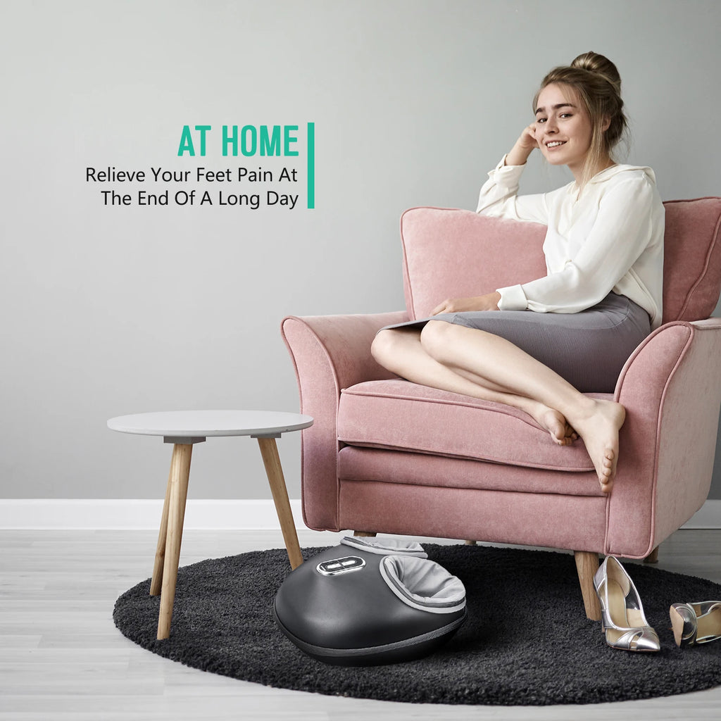 Nekteck Foot Massager Electric Machine Air Compression Heating Therapy Shiatsu Knead Roller Muscle Relaxation Pain Relief