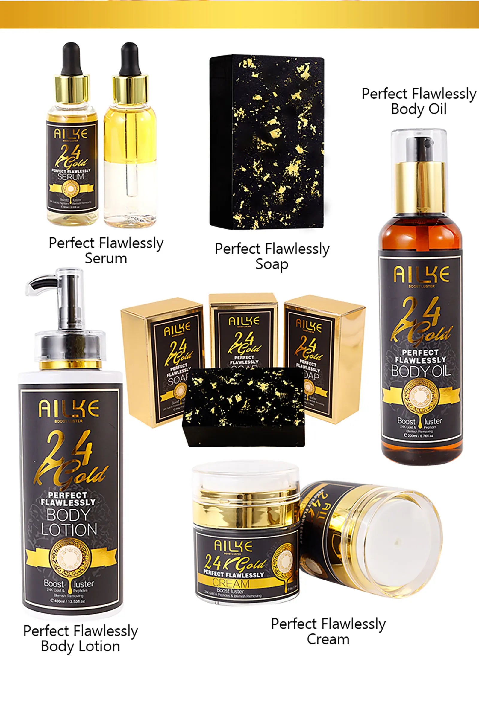 Ailke 24K Gold Collagen Cream Joint Removing Dark Spot Strong Whitening Face Anti Aging Skin Care Set