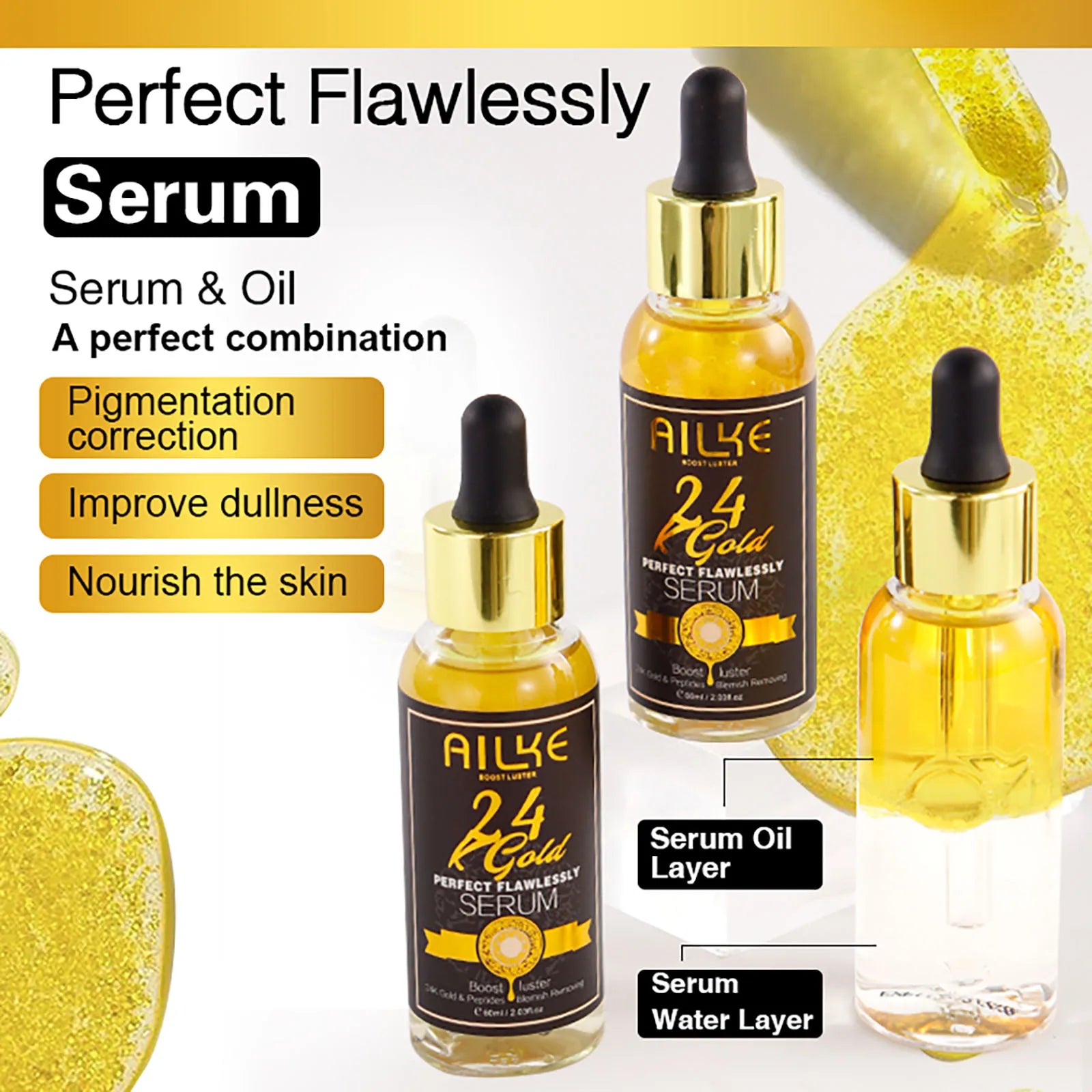 Ailke 24K Gold Collagen Cream Joint Removing Dark Spot Strong Whitening Face Anti Aging Skin Care Set