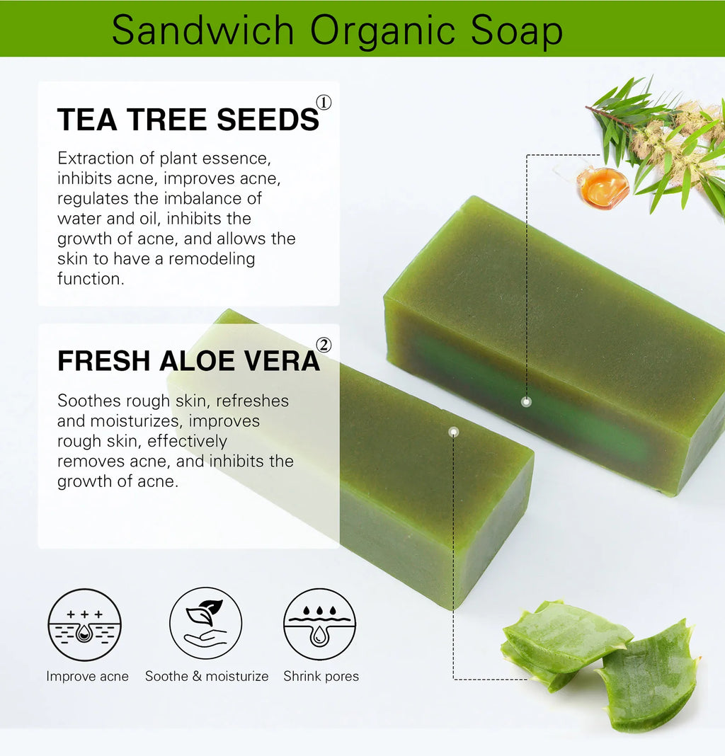 AILKE Aloe Vera Whitening Soap, Remove Acne, Pimples, Skin Radiant, Improve Skin Luster, Vegan Bath Wash for All Skin Types
