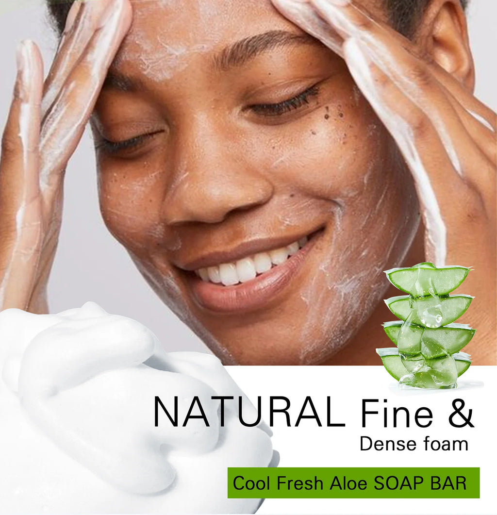 AILKE Aloe Vera Whitening Soap, Remove Acne, Pimples, Skin Radiant, Improve Skin Luster, Vegan Bath Wash for All Skin Types