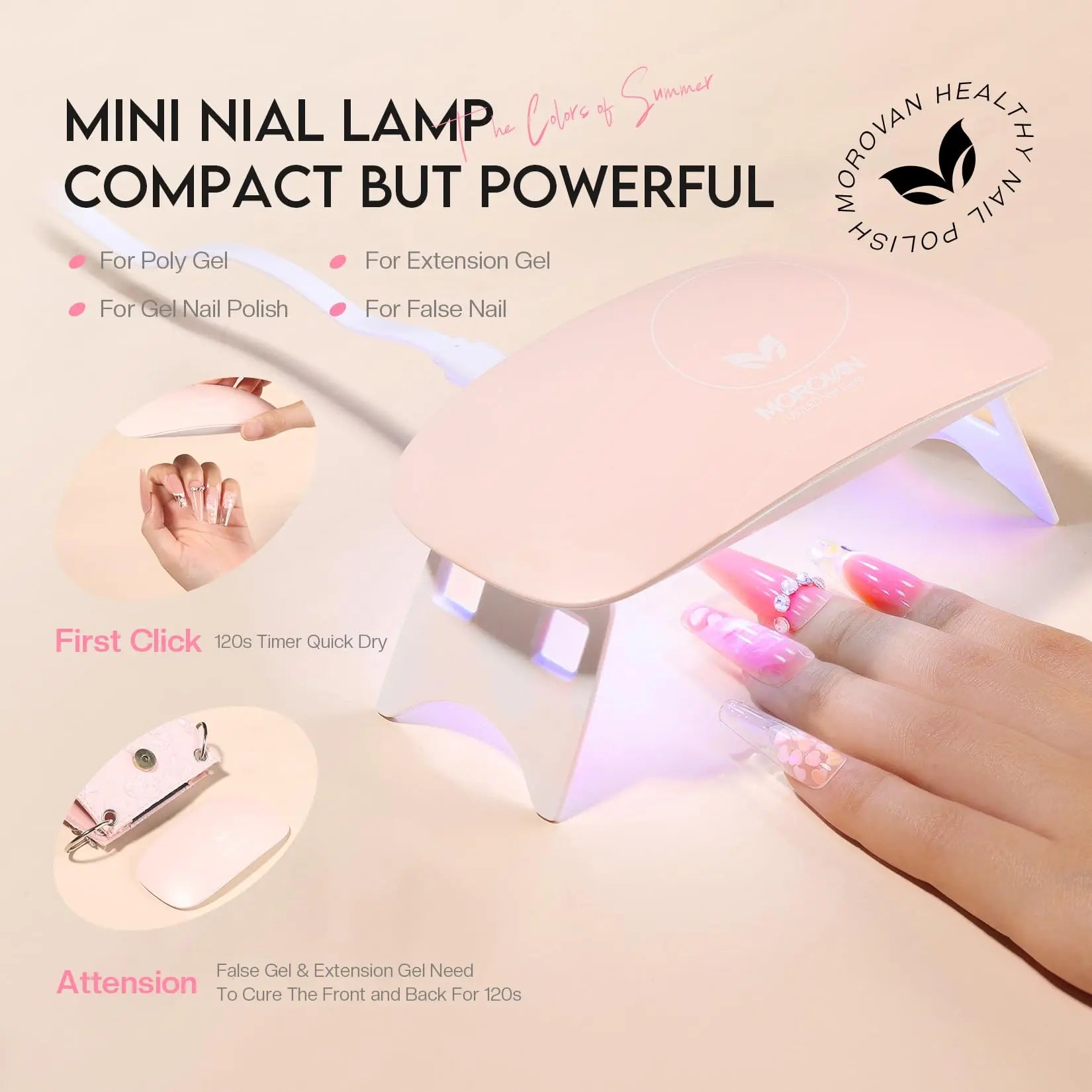 Morovan Poly Gel Nail Enhancement Kit Starter Kit: 6-color Poly nail gel kit with U V light, suitable for beginner nail salon