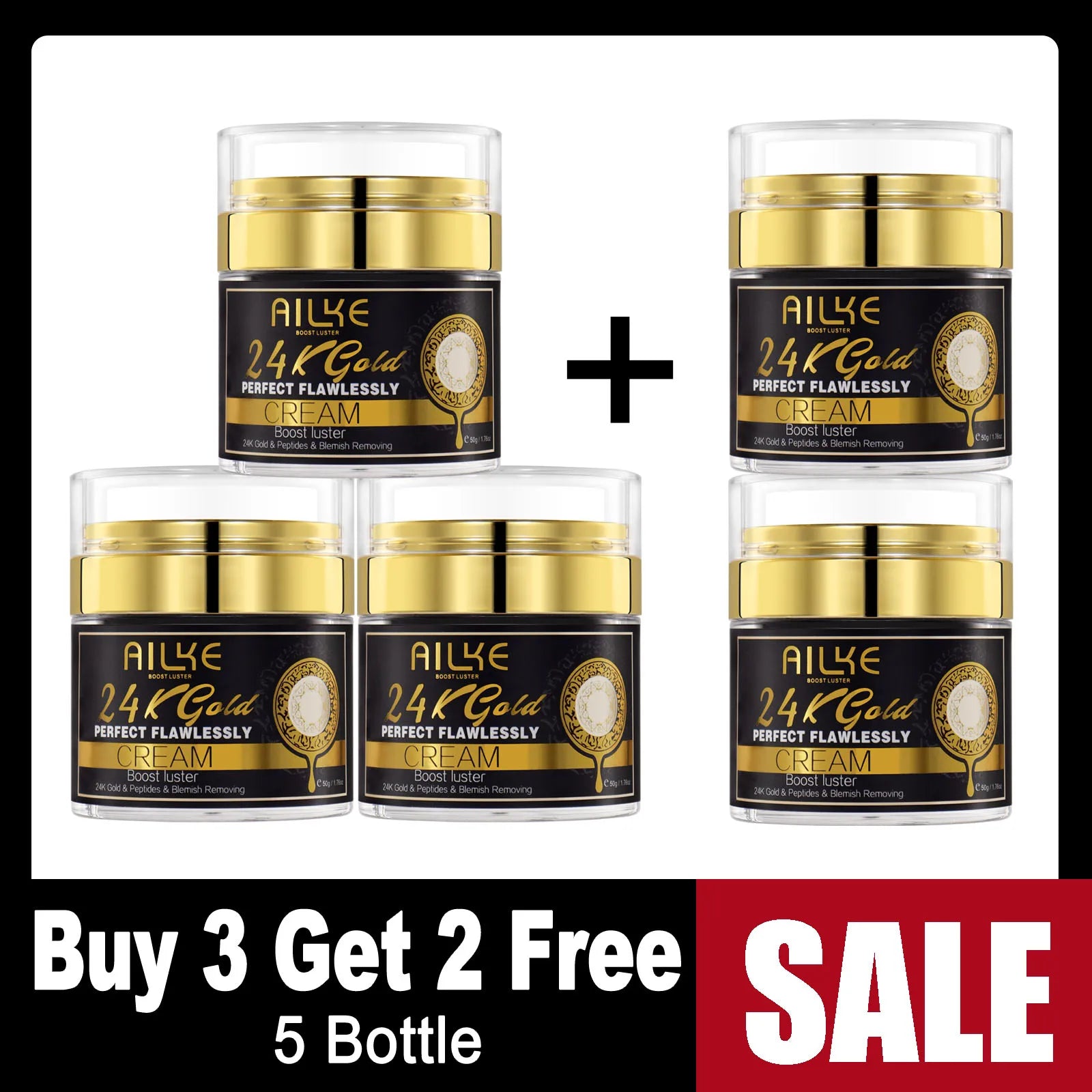 Ailke 24K Gold Collagen Cream Joint Removing Dark Spot Strong Whitening Face Anti Aging Skin Care Set
