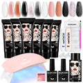 Morovan Poly Gel Nail Enhancement Kit Starter Kit: 6-color Poly nail gel kit with U V light, suitable for beginner nail salon
