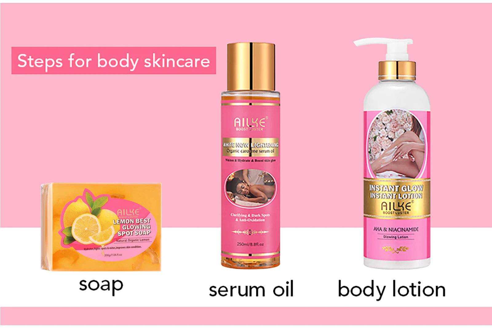 AILKE Women Skin Glowing Body Lotion, Moisturizing, Brightening, Nourishing, Smoothing Skin Cream, With Niacinamide