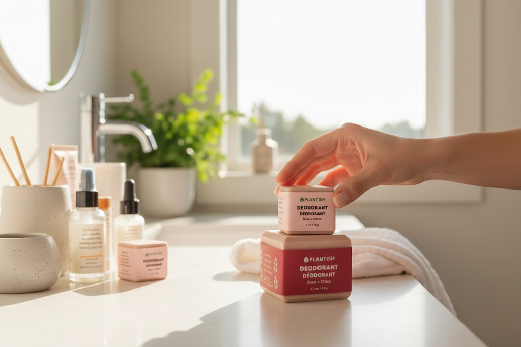 KRKT Co. Rose & Citrus zero waste deodorant bar, made with shea butter and essential oils. Vegan and aluminum-free.