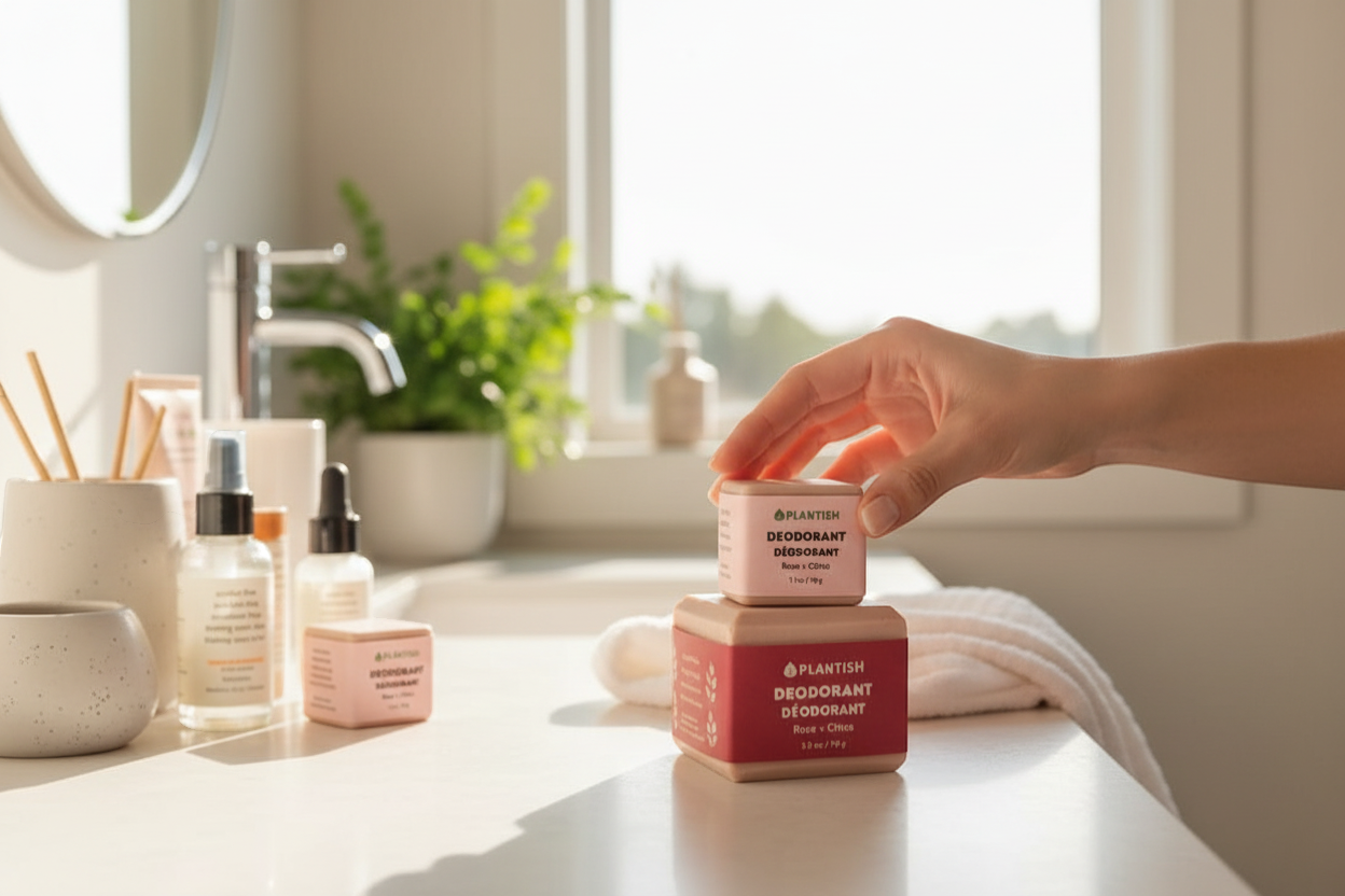 KRKT Co. Rose & Citrus zero waste deodorant bar, made with shea butter and essential oils. Vegan and aluminum-free.